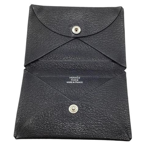 hermes calvi card holder black.